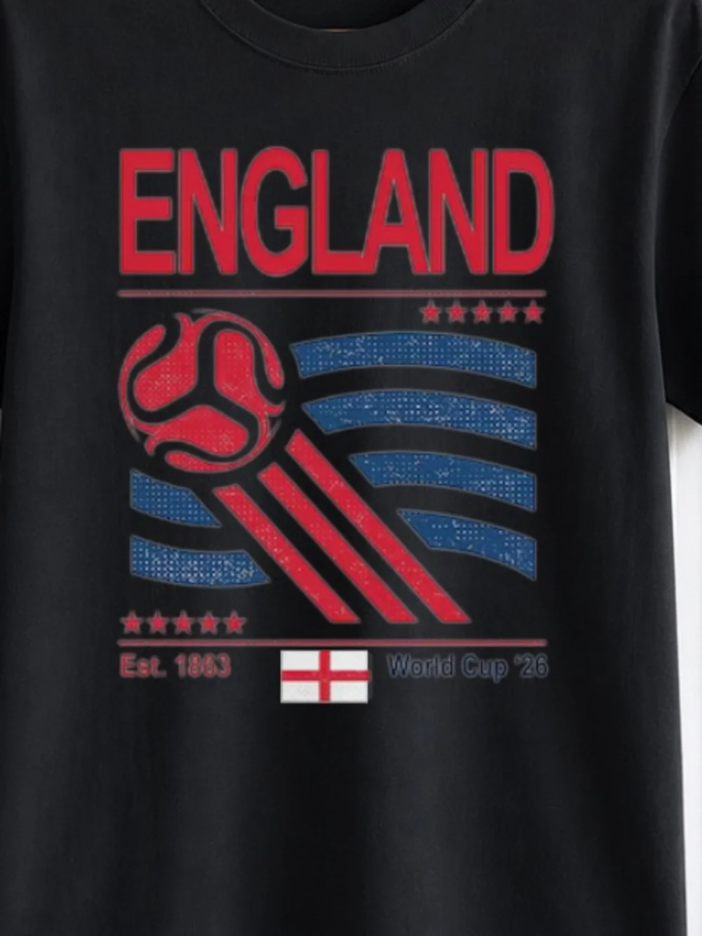 England Soccer Graphic Tee Black Unisex Oversized Black
